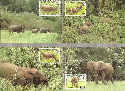 WWF 1988 - Gabon - slon africký pralesní - kompletní CM (384 Kč)