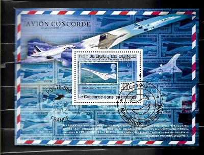 GUINEA - známka na známce - letadla - Concorde