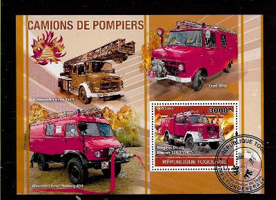 Togo 2010 - hasičská auta Magirus, MB Unimog 404, MB 1519, Opel Blitz