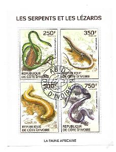 Pobřeží Slonoviny Mi. 1529-32 Hadi a ještěrky