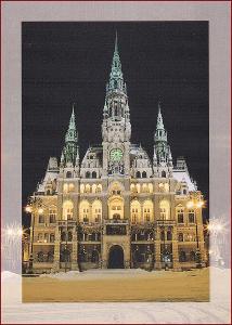 Liberec * radnice, zima, noční osvětlení * B976