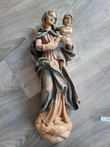Stará dřevěná panna maria s jezulátkem 