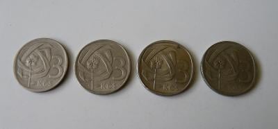 Konvolut 3 Kčs 1965,1966,1968,1969 komplet