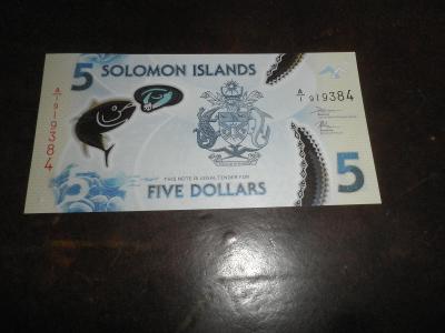 Šalamounovy ostrovy 5 dollars - plastová bankovka UNC!