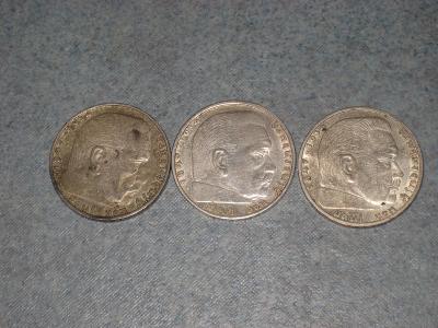 3 x 2 říšská marka 1938, 1939