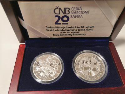 2013 Sada strieborných mincí k 20. výročiu ČNB a NBS