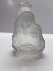 Soška Madonna s dieťaťom - číre sklo - starožitné
