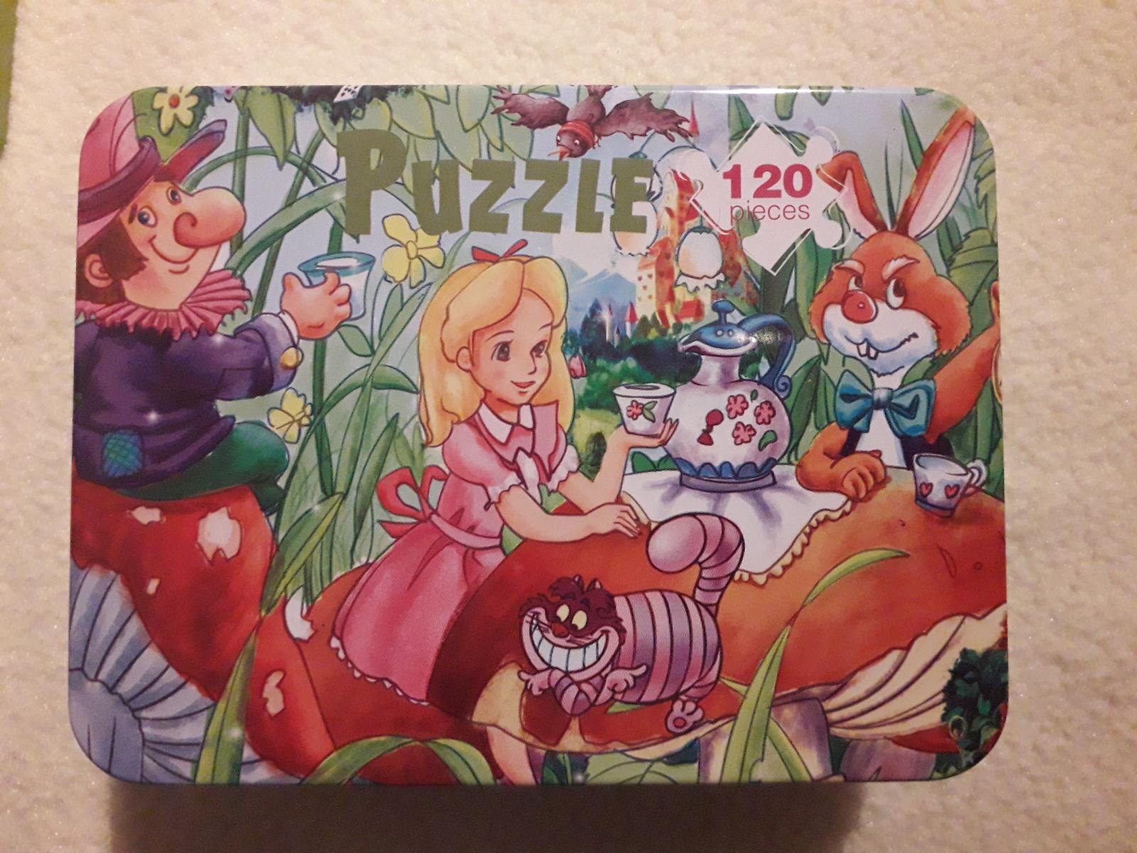 puzzle v kovovej krabici, ALENKA V RÍŠEJ DIVU, 120 dielikov, kvalitne prev - Hračky