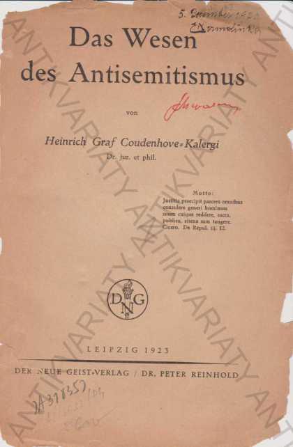 Das Wesen Des Antisemitizmus Coudenhove-Kalergi - Odborné knihy