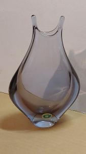 Váza hutní sklo Klinger Železný Brod s původní nálepkou