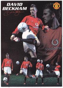 Klubová pohlednice MU s fotbalistou David Beckham