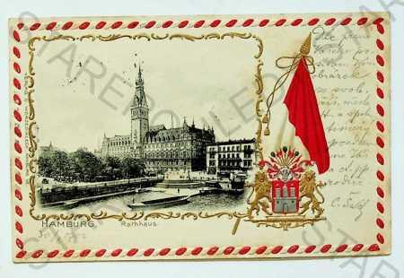 Nemecko - Hamburg - radnica, koláž, kolorovaná, pl - Pohľadnice