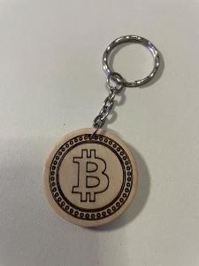 Drevená kľúčenka -Bitcoin