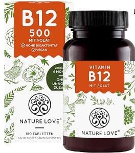 Vitamín B12 Nature Love Mit Folat 180ks