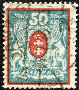 DR-DANZIG: MiNr.127 Coat of Arms 50M 1922