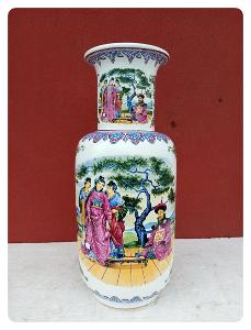Stará porcelánová malovaná dekorativní orientální váza  