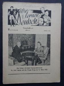 Adolf HITLER + E.HÁCHA - "Wir lernen Deutsch" č.7, Protektorát 1943 !