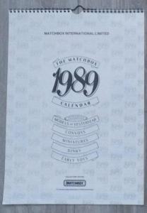 matchbox kalendář 1989