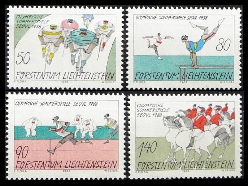 Lichtenštajnsko 1988 Známky 947-950 ** šport Olympiáda olympijskej hry - Známky