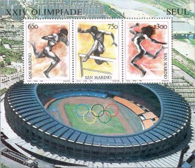 San Maríno 1988 Známky aršík 11 ** šport Olympiáda olympijské hry