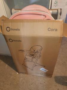 Jidelní židlička LIONELO CORA v ECO kůži Bubblegum
