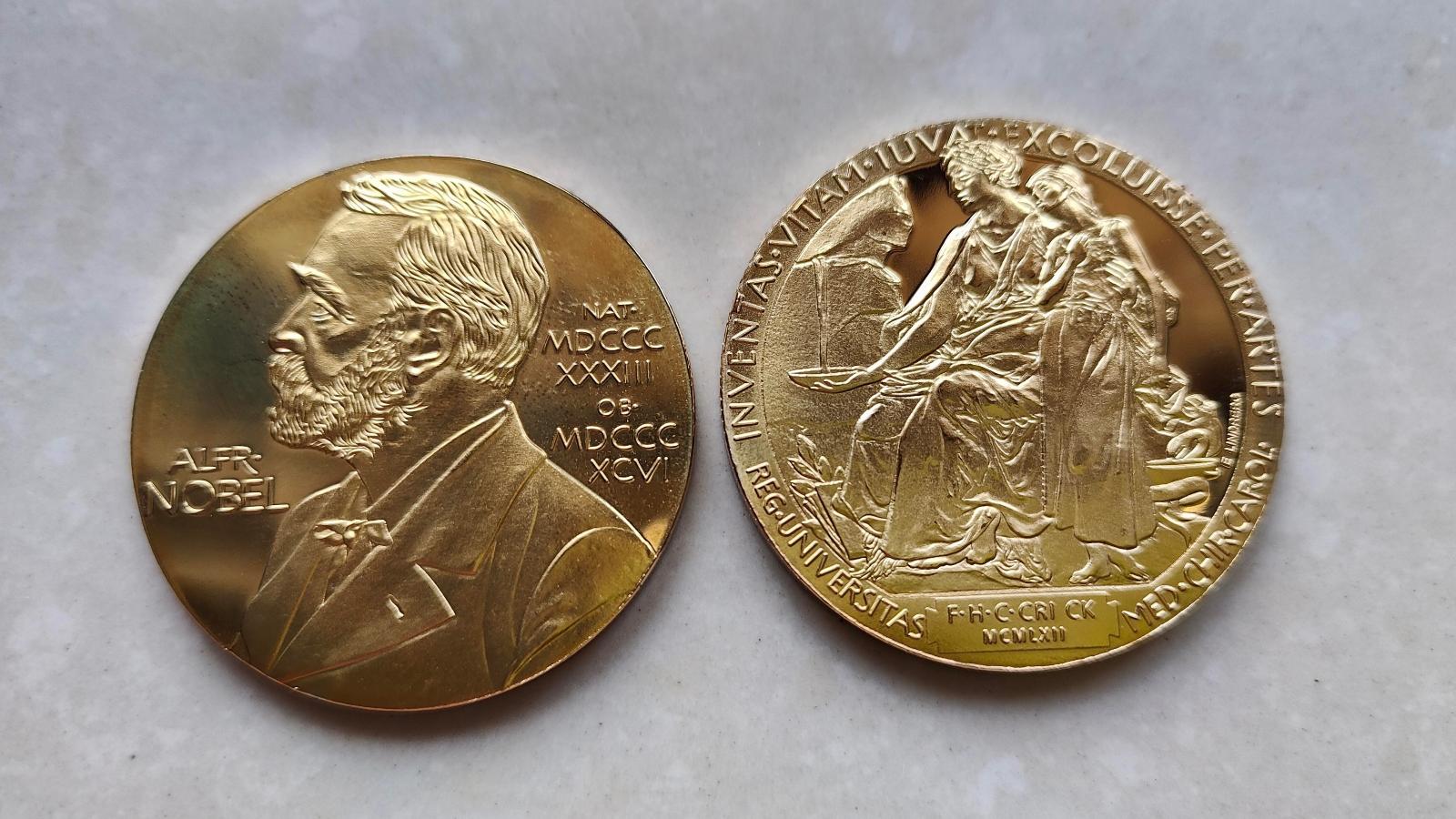 ALFRED NOBEL nobelová cena medaily pozlátená kópia - Zberateľstvo