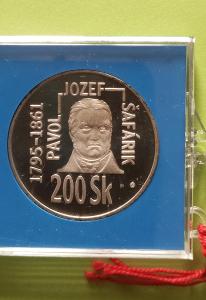 200 Sk P.J.Šafárik,1995 proof,len 1500 ks!