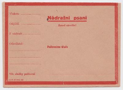 ČSR II., 1946, Nádražní psaní, obálka, číslo tiskopisu 813 B (II-1946)