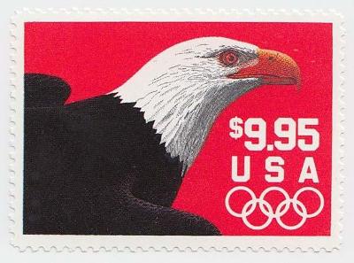 USA, 1991, 9.95 Dolaru Orel, oblíbená známka, katalog Michel MiNr.2147