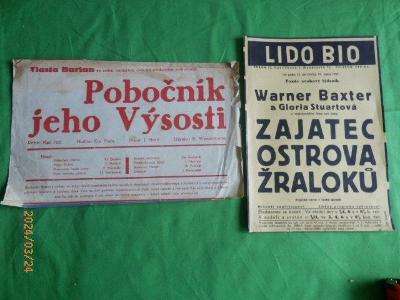 Dva retro malé plakáty informační o filmech