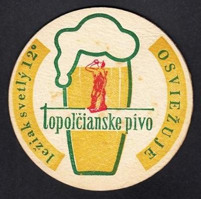 PIVO PIVNÍ TÁCEK PODTÁCEK SLOVENSKO TOPOLČIANSKE PIVO TOPOLČANY 1970