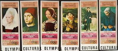 Jemen YAR Olympijské hry 1968, Mexico série 6ks známek bez perforace