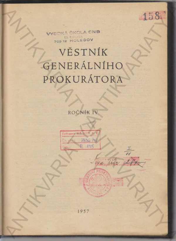 Vestník generálneho prokurátora – ročník IV. 1957 - Knihy a časopisy