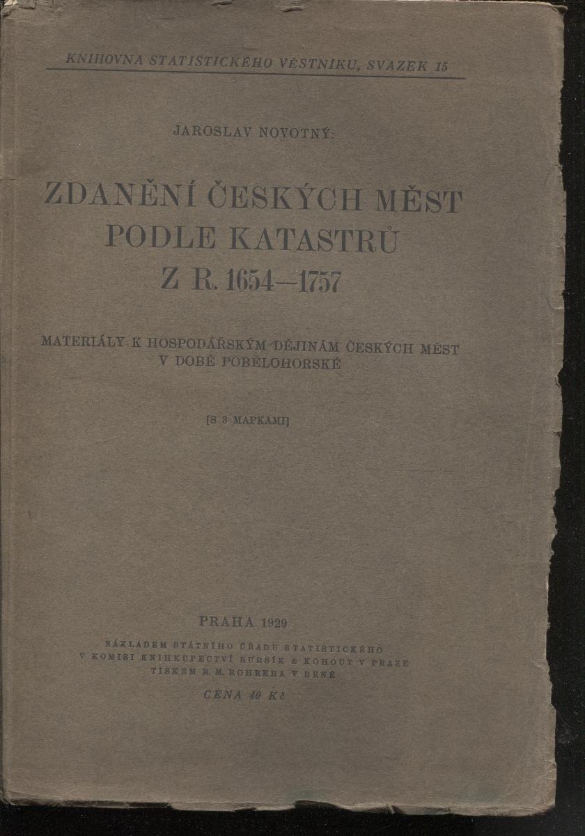 Zdanenie českých miest podľa katastrov z r. 1654 - 1757 - Knihy