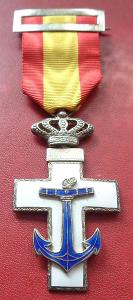 Španielsko. Kríž za Námorné Zásluhy. Kríž - biela dekorácia. Rád Medaila