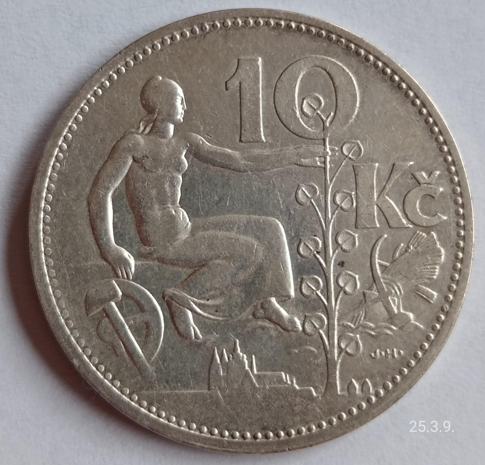 Strieborná minca 10 koruna 1932 Československo - Numizmatika