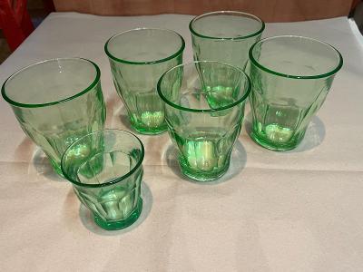 retro sklenice Durit zelené 5+1 ks