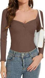 Dámsky sveter s dlhým rukávom, hnedý - veľkosť L