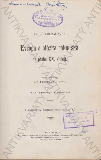Európa a otázka rakúska na prahu XX. storočia 1901 - Odborné knihy