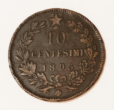 Mince 10 centesimů 1893 BI/ Itálie