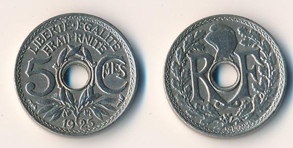 Francie 5 centimes 1925