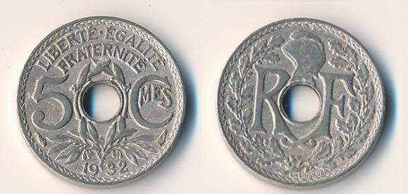 Francie 5 centimes 1932