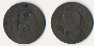 Francie 10 centimes 1854 BB