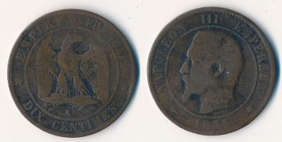 Francie 10 centimes 1855 K