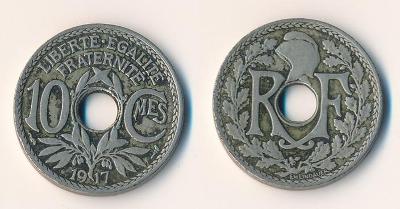 Francie 10 centimes 1917 nový typ