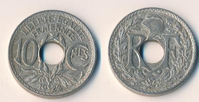 Francie 10 centimes 1923 blesk