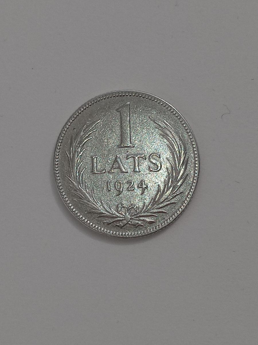 1 lat ,1924, Lotyšsko,ag.0,835 - Numizmatika