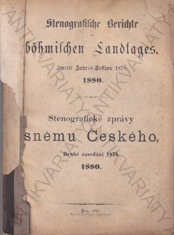 Stenografické správy snemu Českého 1878 - Knihy