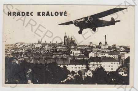 Hradec Králové, celkový pohľad, lietadlo, Grafo Čud - Pohľadnice miestopis
