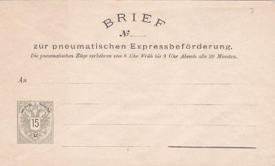 Rakousko, potrubní pošta, obálka 1883-1888, čistá.